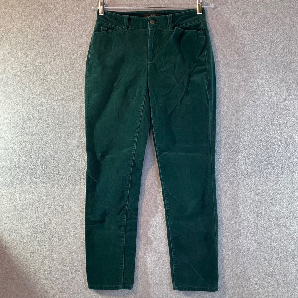 Talbots Jeans Pants Women's Sz 2 Curvy Straight Dark Green Classic Comfort EUC
